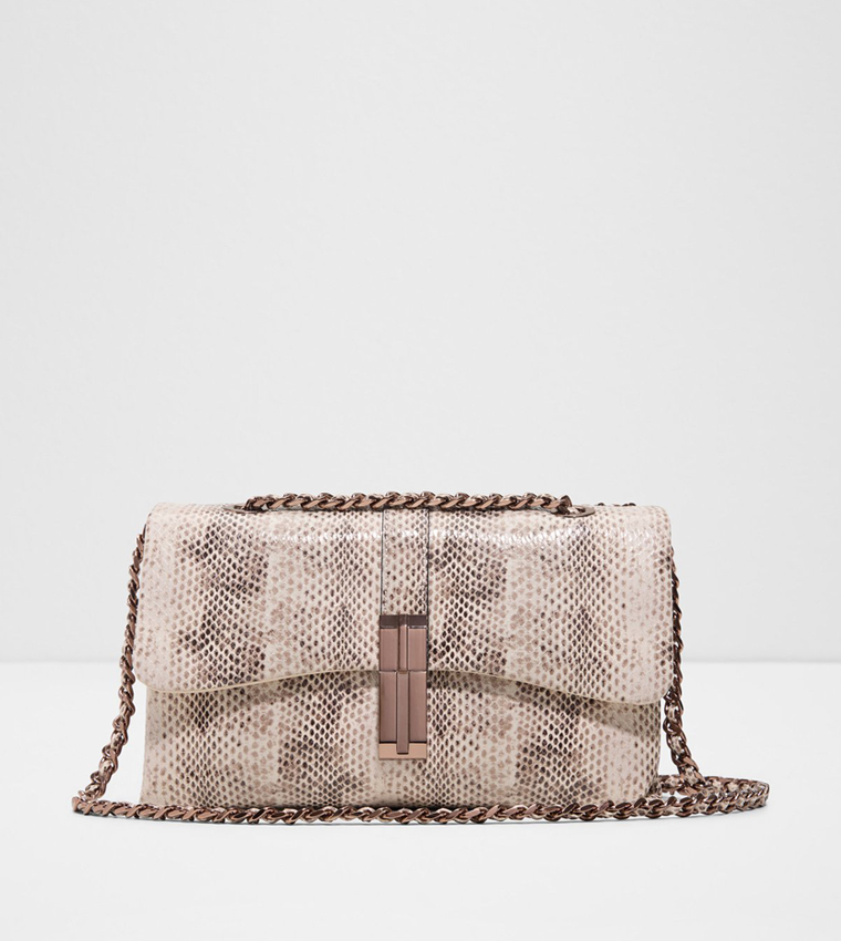 ALICIE Snakeskin Flap Crossbody Bag