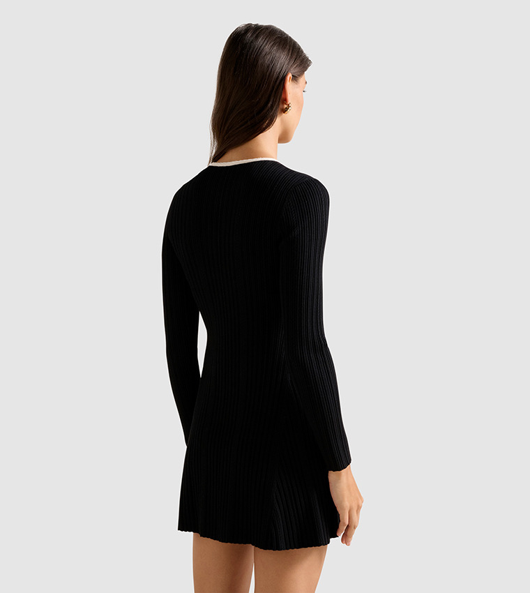 BRIELLE Fit and Flared Knit Mini Dress