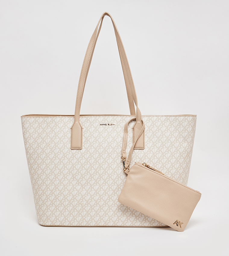 Textured Tote Bag with Coin Pouch