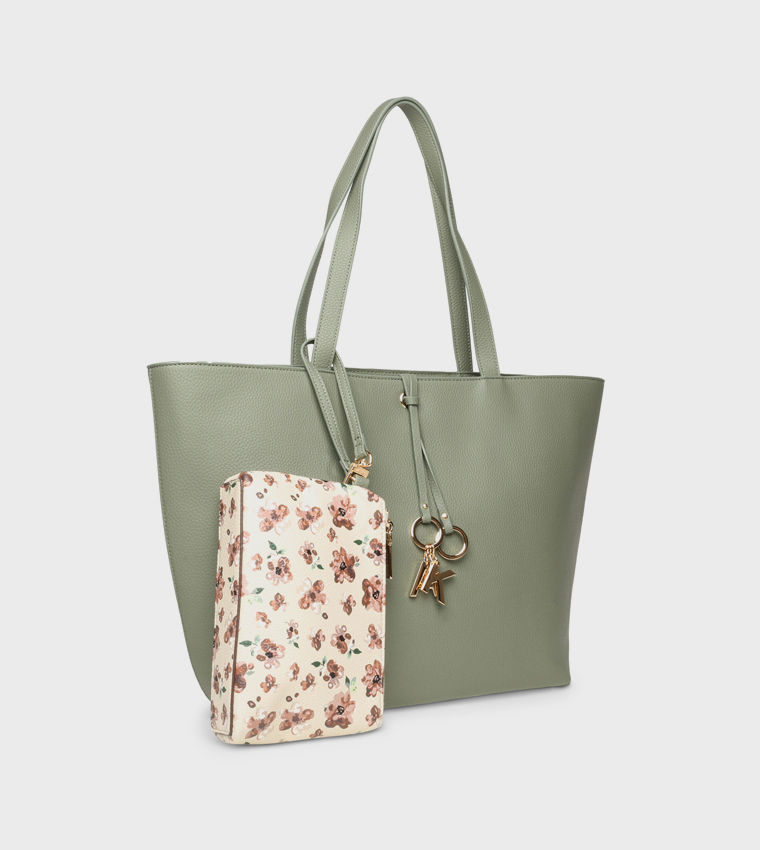 Textured Shoulder Bag with Purse