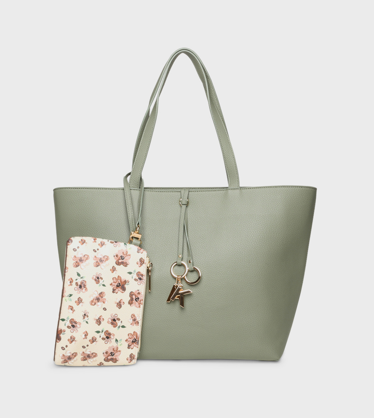 Textured Shoulder Bag with Purse