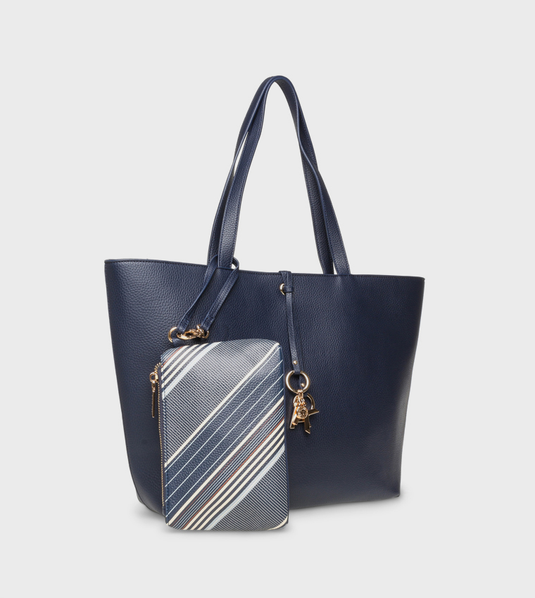 Textured Shoulder Bag with Purse