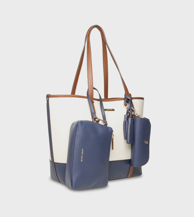 Color Block Shoulder Bag with Purse