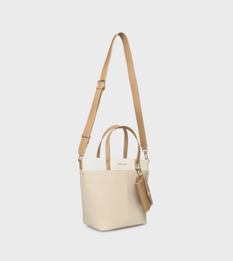 Color Block Shoulder Bag with Purse