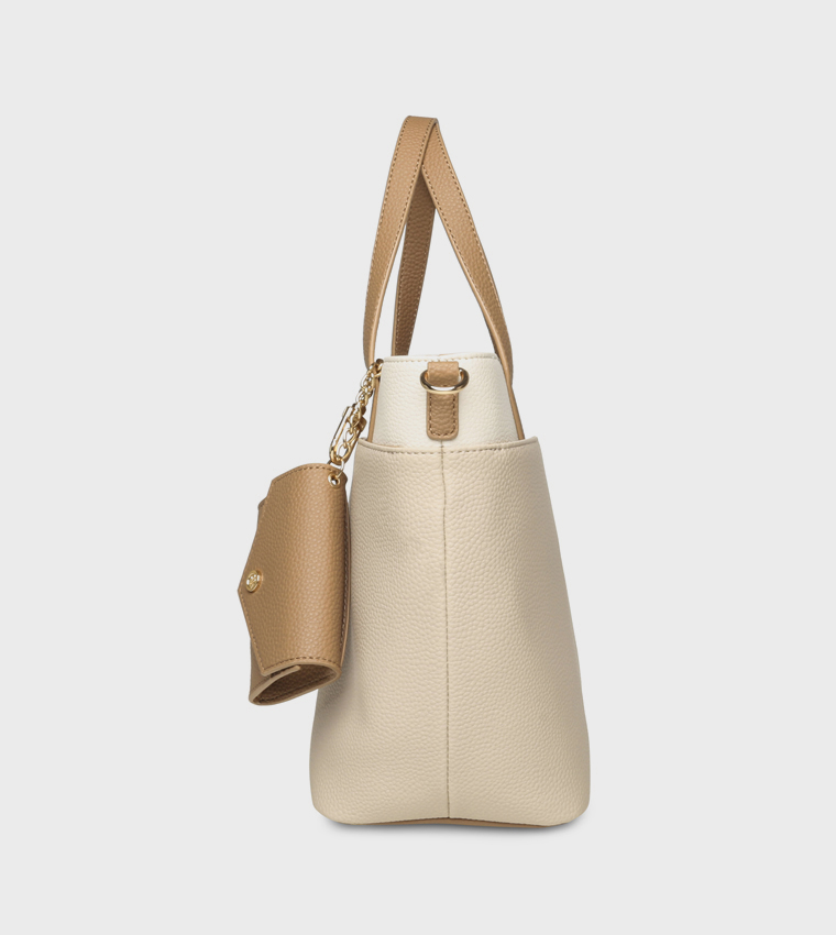 Color Block Shoulder Bag with Purse