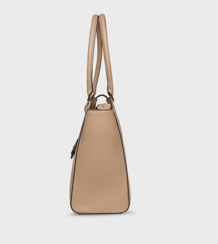 Textured Zip Closure Tote Bag