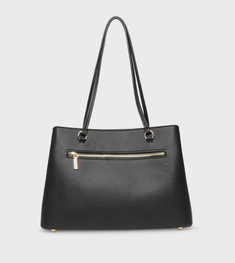 Textured Zip Closure Tote Bag