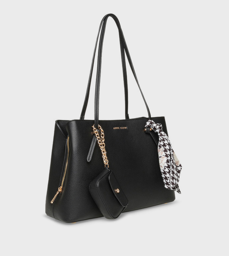 Textured Zip Closure Tote Bag