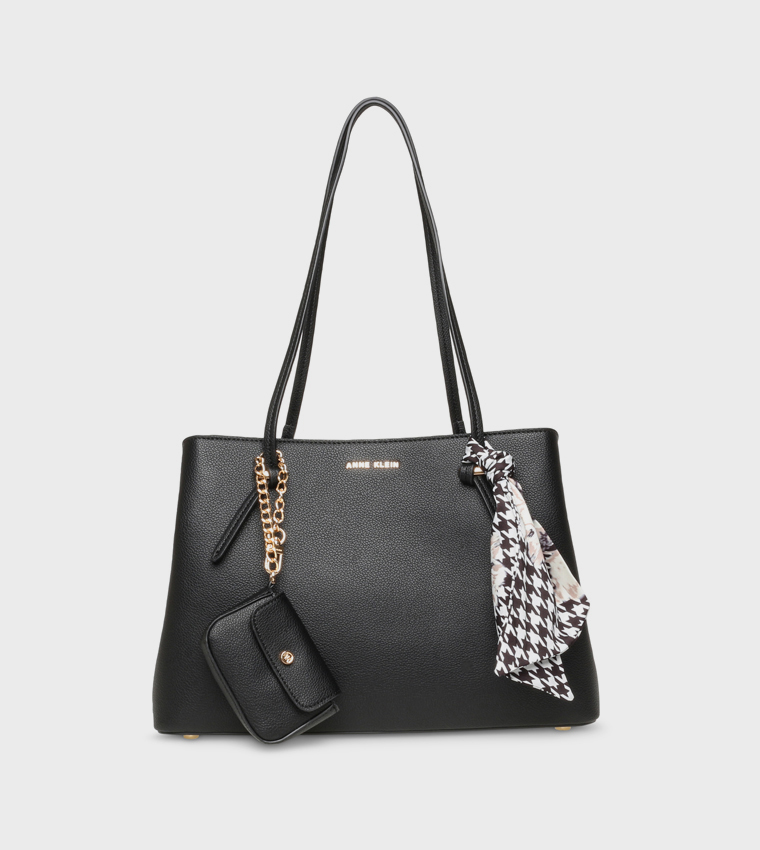 Textured Shoulder Bag with Purse