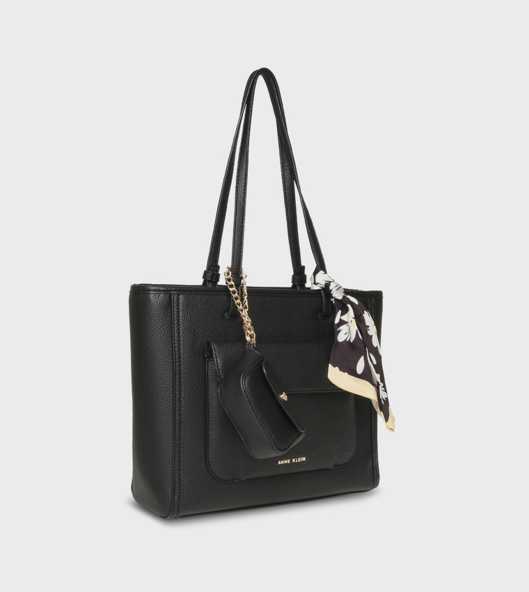 KELCE-A Textured Scarf Detail Shoulder Bag
