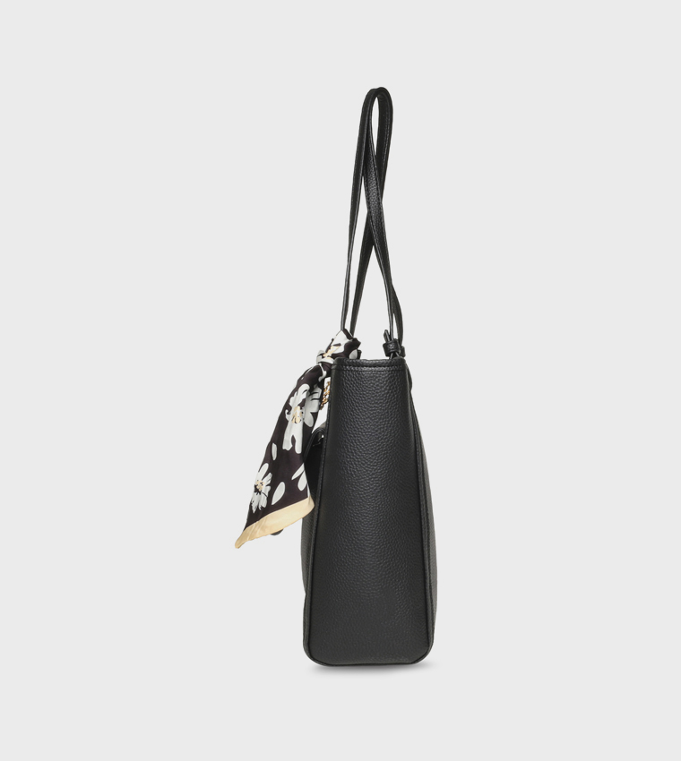 KELCE-A Textured Scarf Detail Shoulder Bag