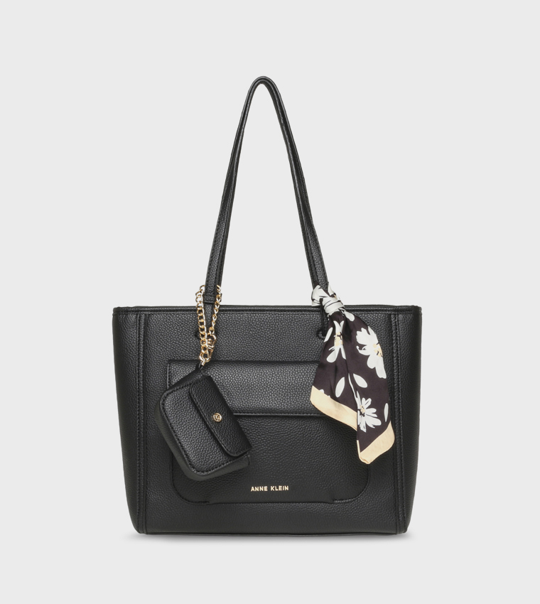 KELCE-A Textured Scarf Detail Shoulder Bag