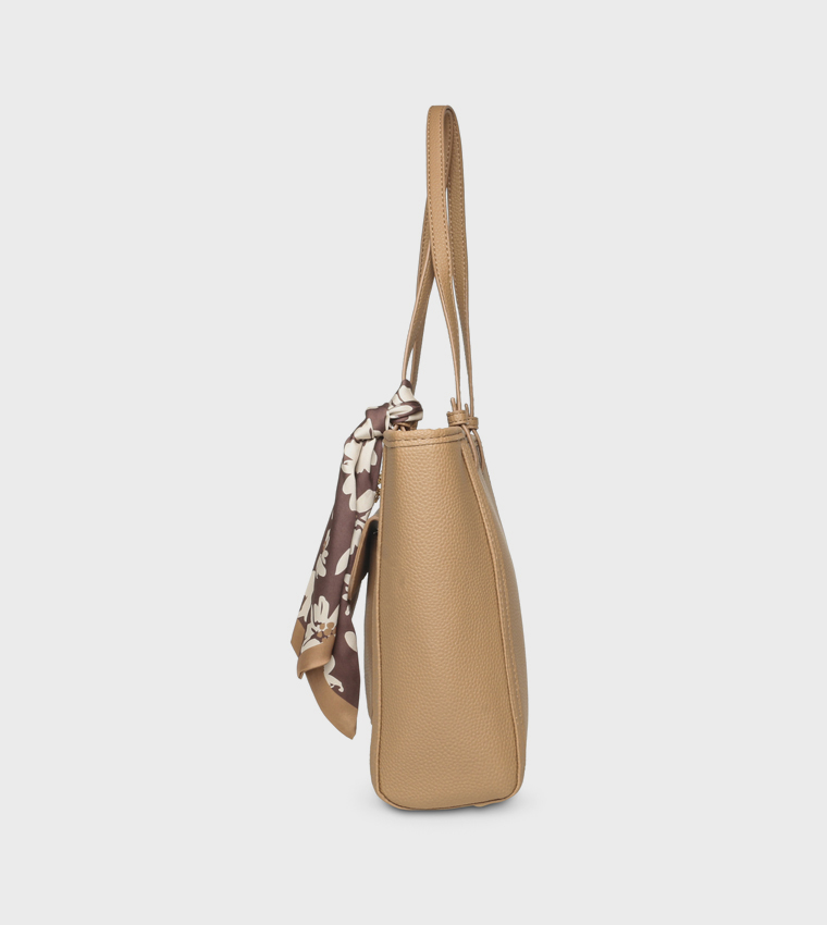 KELCE-A Textured Scarf Detail Shoulder Bag