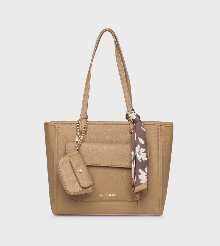 KELCE-A Textured Scarf Detail Shoulder Bag