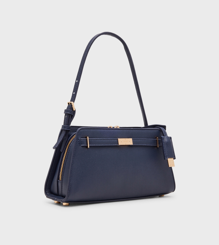 Textured Zippered Shoulder Bag