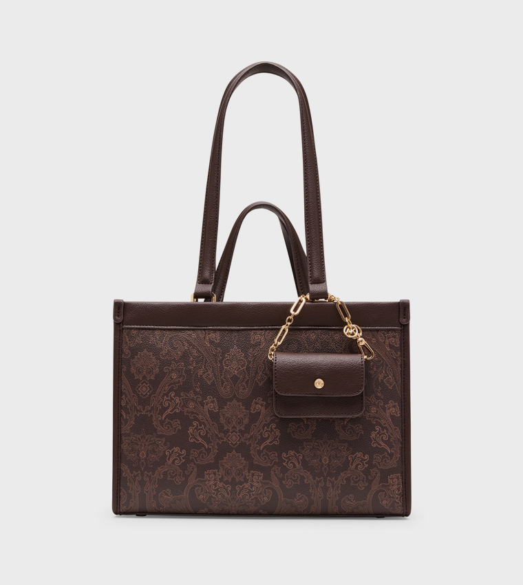 Patterned Shoulder Bag with Purse