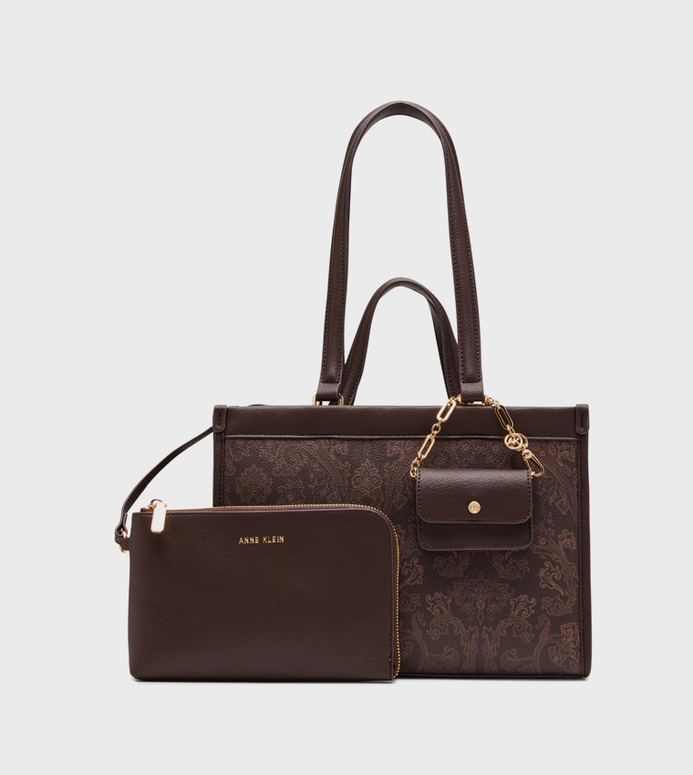 Patterned Shoulder Bag with Purse