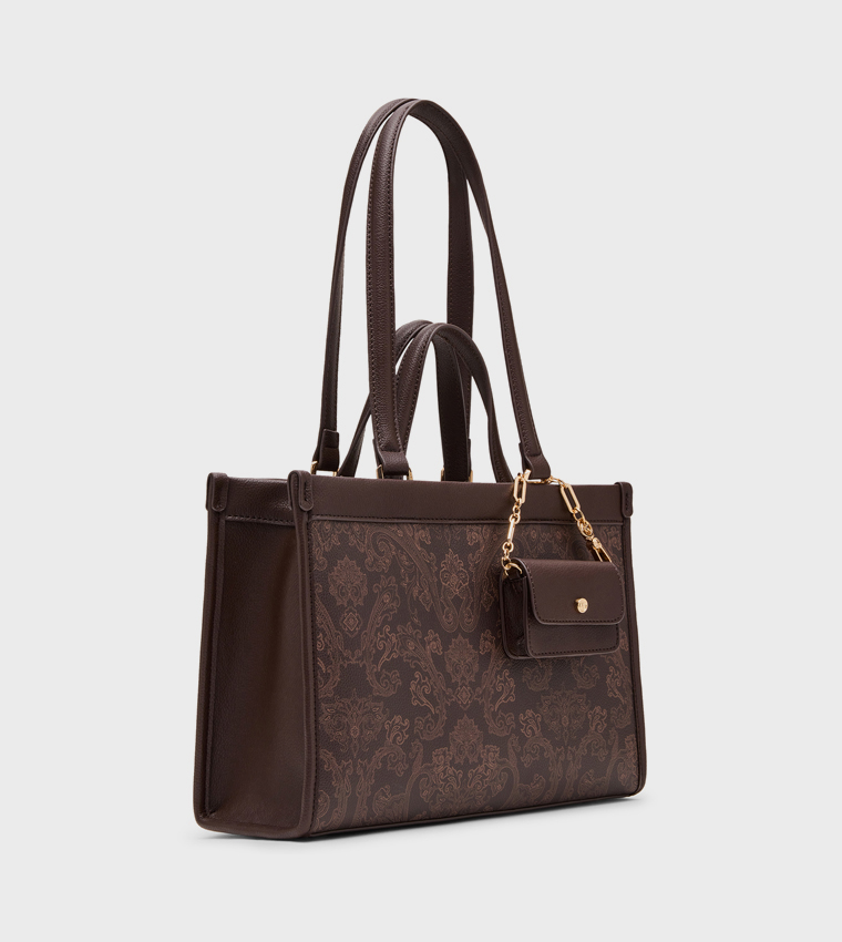 Patterned Shoulder Bag with Purse