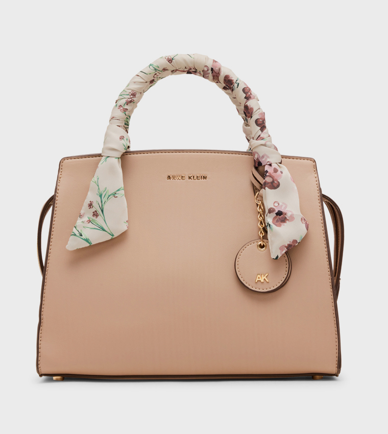 Textured Scarf Detail Satchel Bag