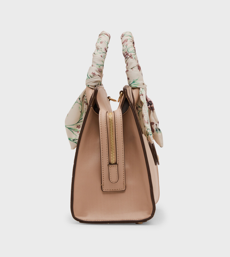 Textured Scarf Detail Satchel Bag
