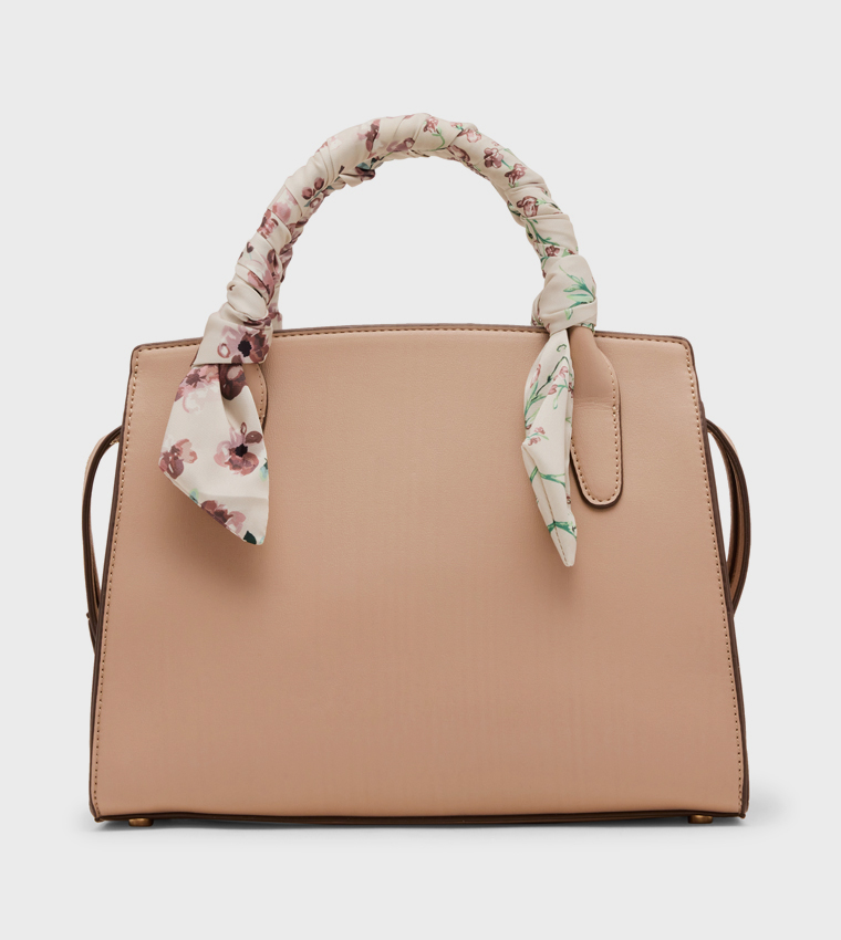 Textured Scarf Detail Satchel Bag