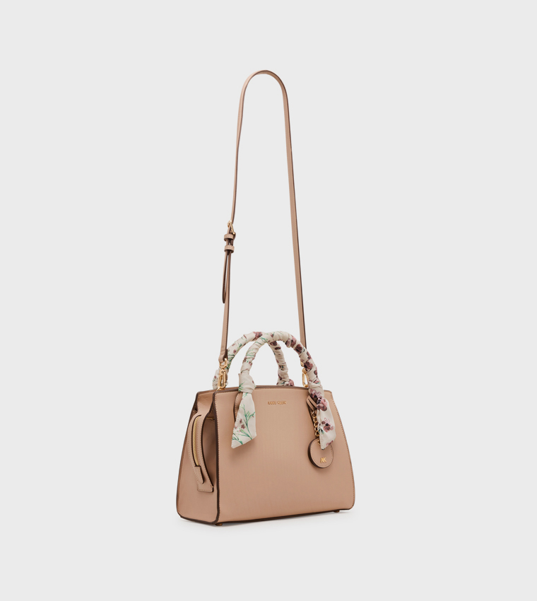Textured Scarf Detail Satchel Bag