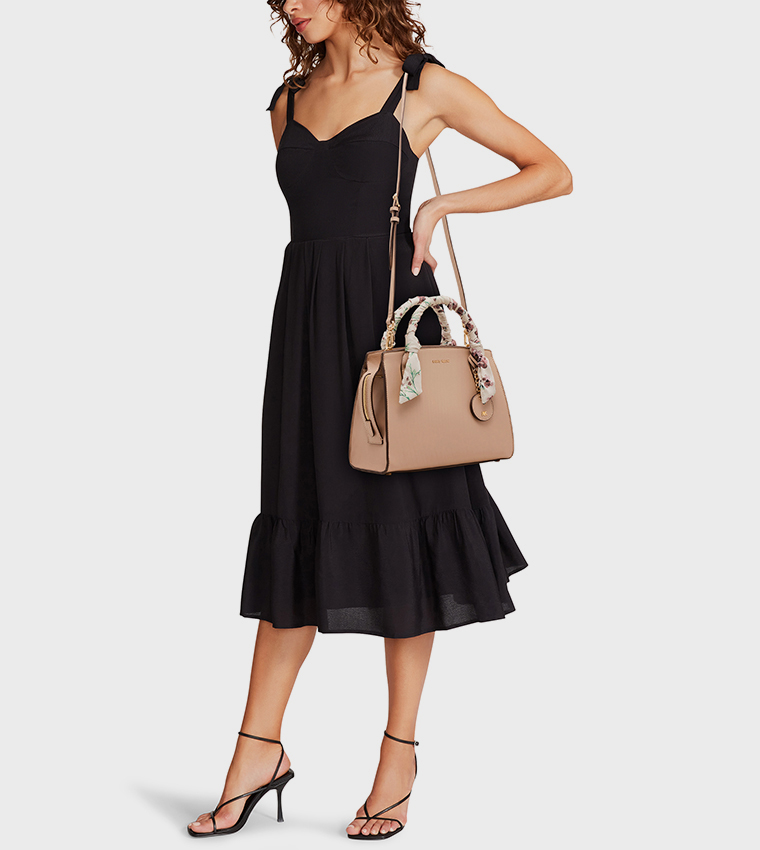 Textured Scarf Detail Satchel Bag