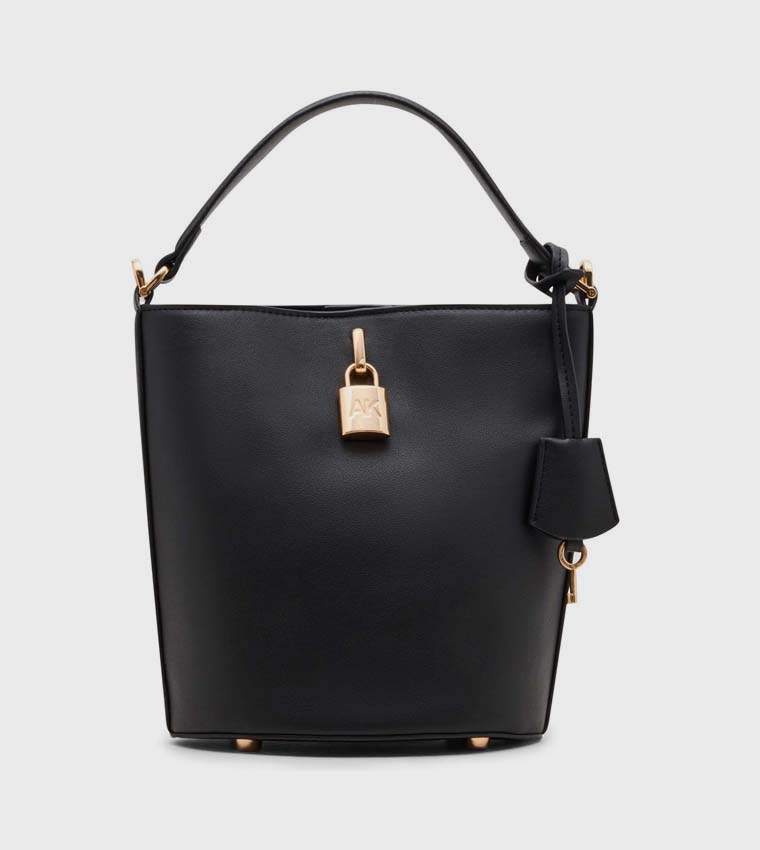 Textured Snap Closure Bucket Bag