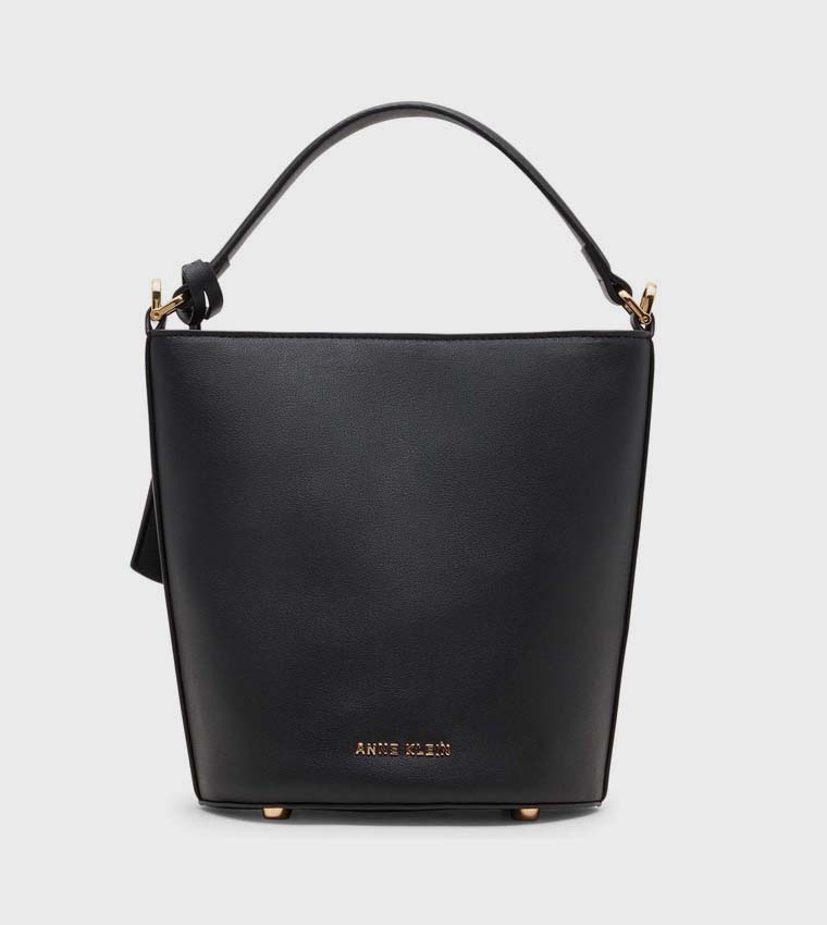 Textured Snap Closure Bucket Bag