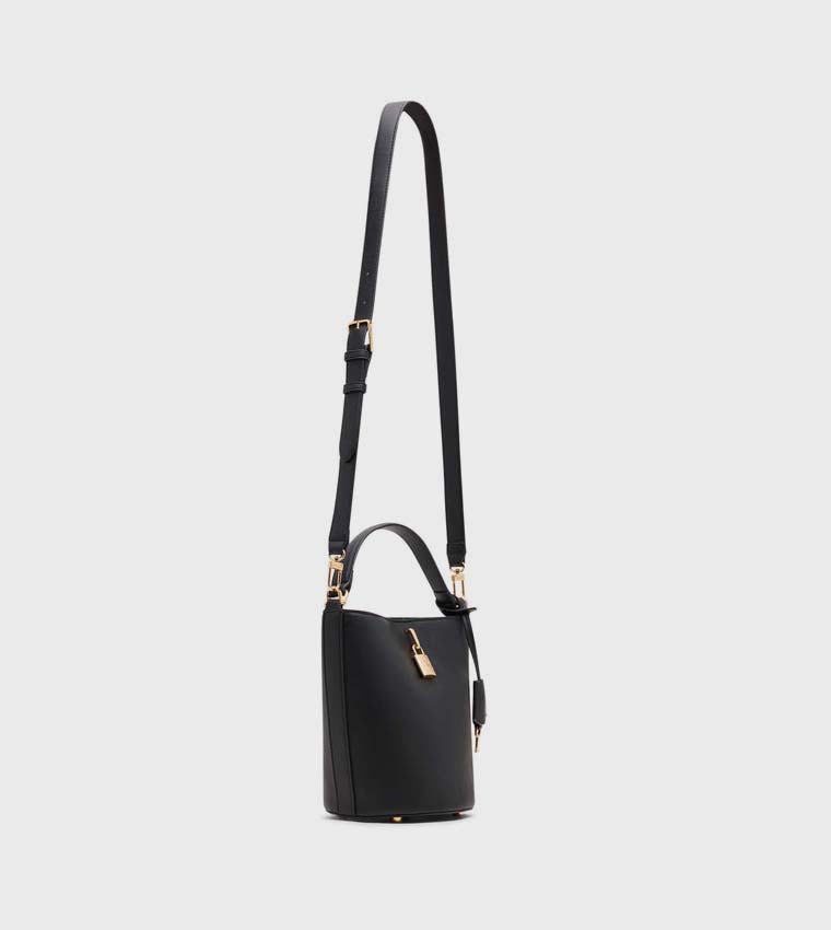 Textured Snap Closure Bucket Bag