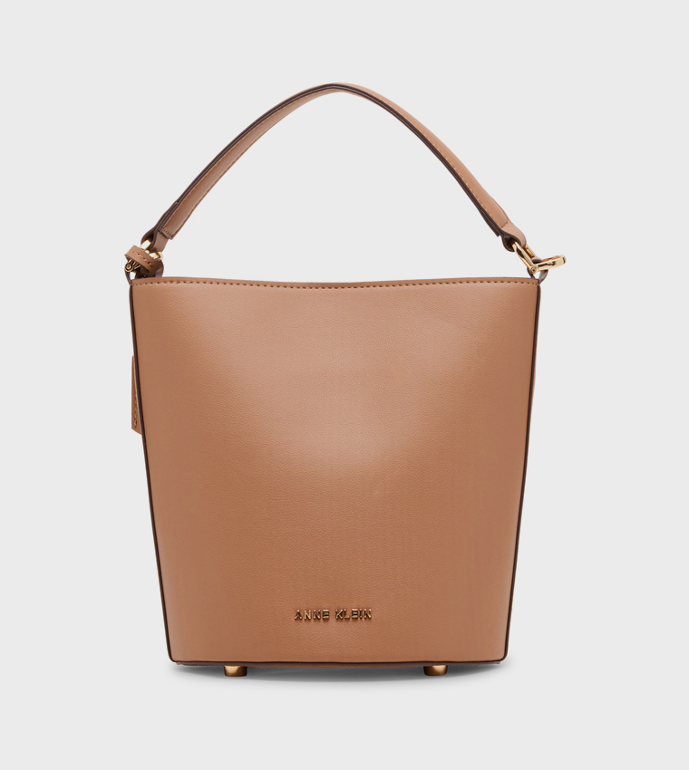 Textured Snap Closure Bucket Bag