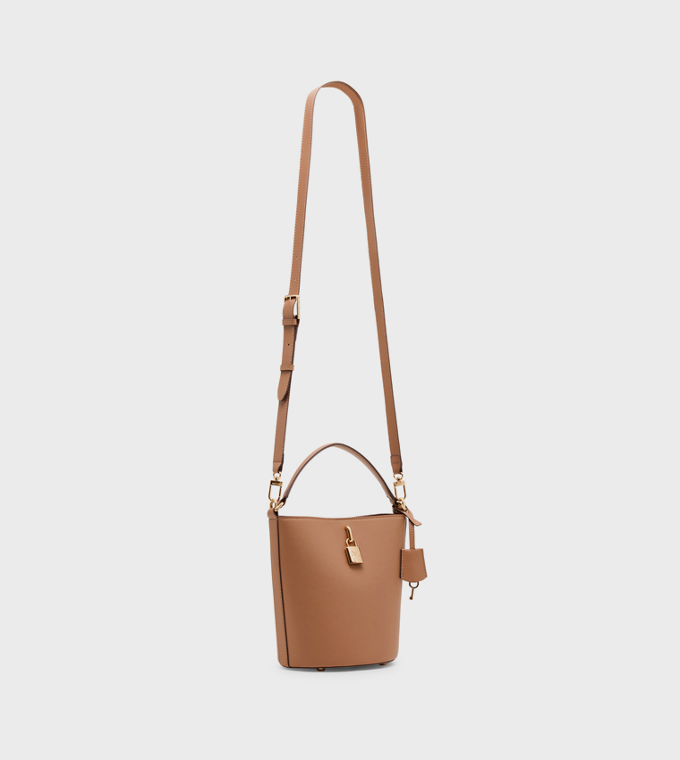 Textured Snap Closure Bucket Bag