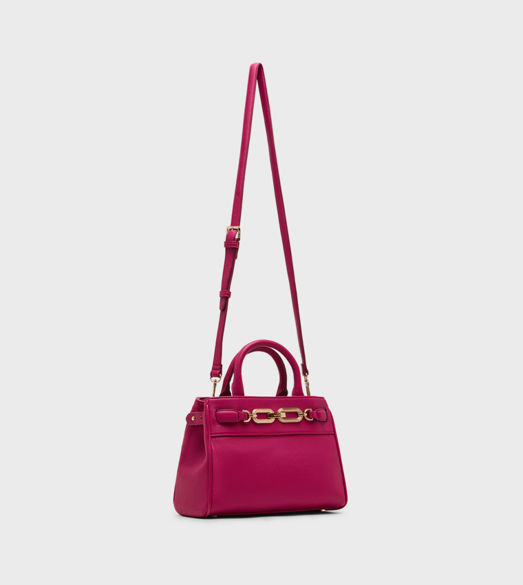 Textured Zippered Satchel Bag