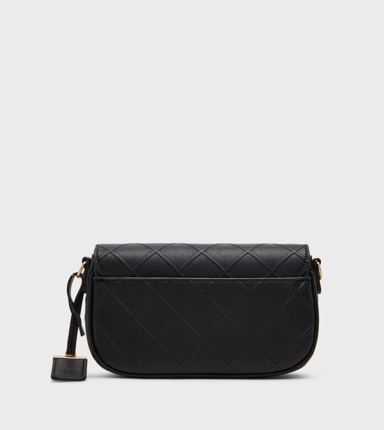 Textured Twist Lock Crossbody Bag