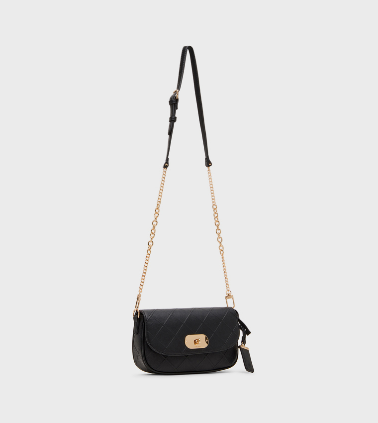 Textured Twist Lock Crossbody Bag