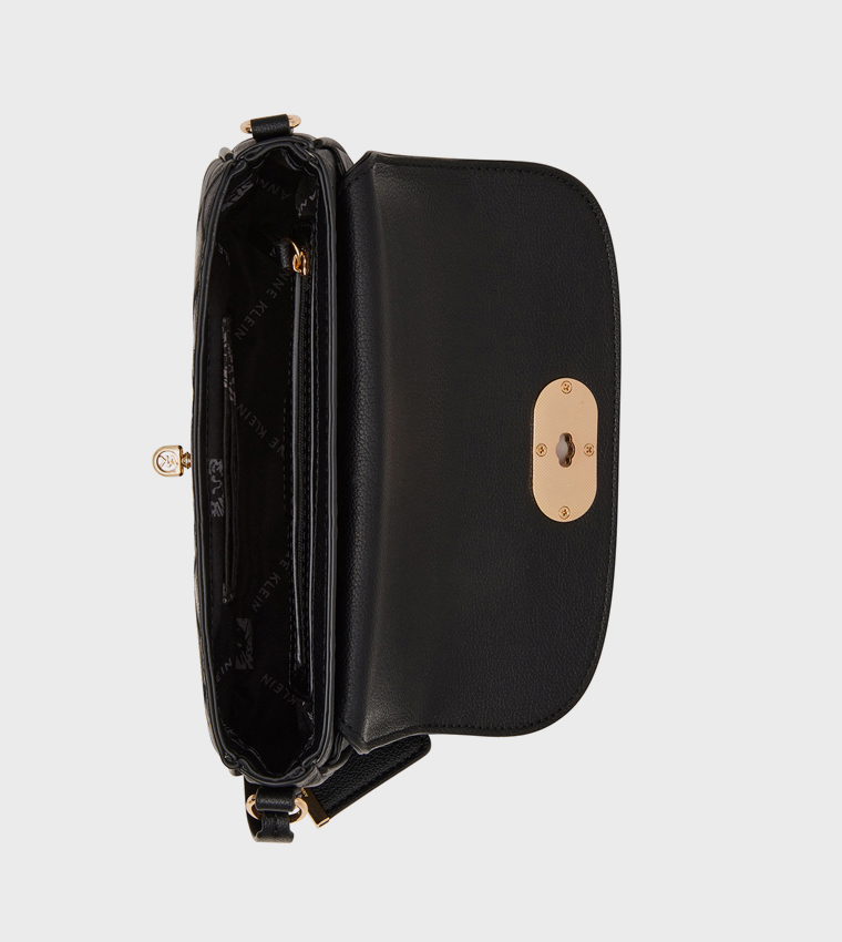 Textured Twist Lock Crossbody Bag