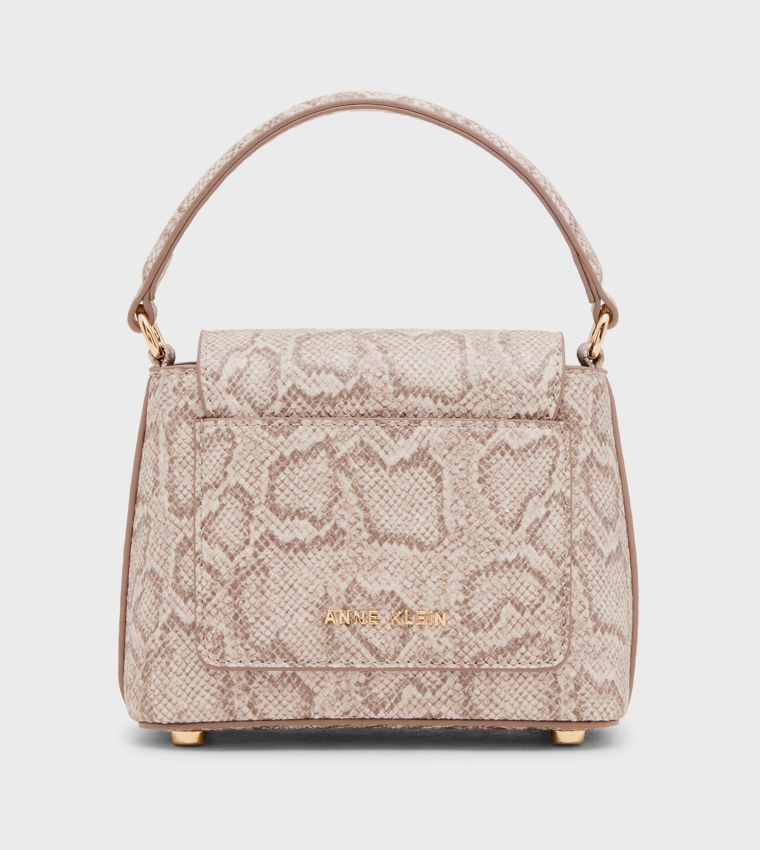 Buy Anne Klein Snakeskin Flap Top Handle Bag In Beige | 6thStreet