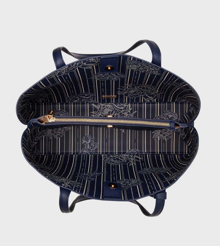 Logo Charm Textured Shoulder Bag