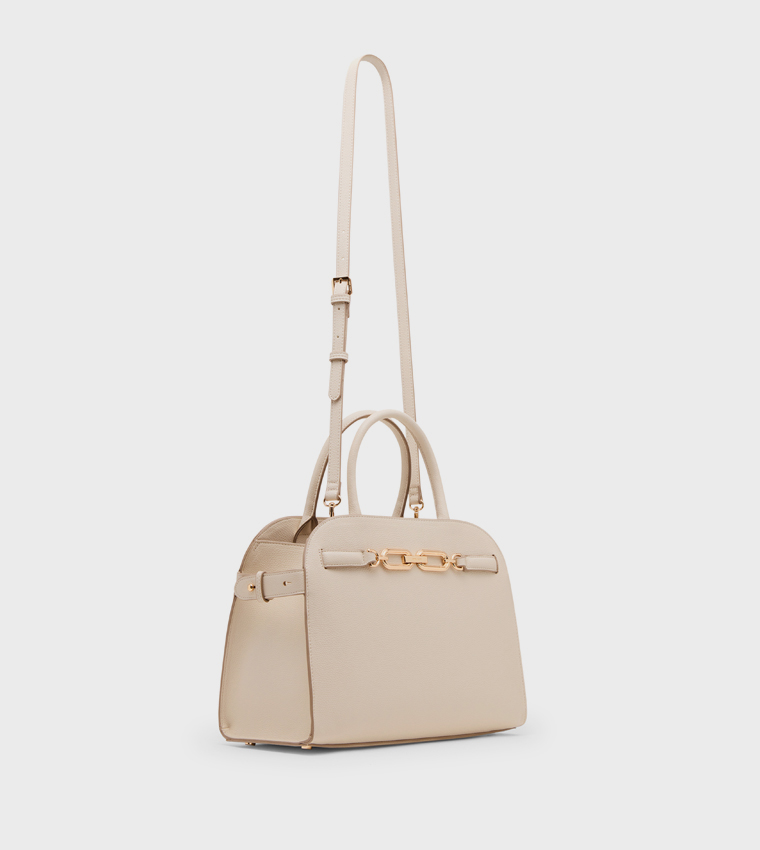 Textured Metal Detail Satchel Bag