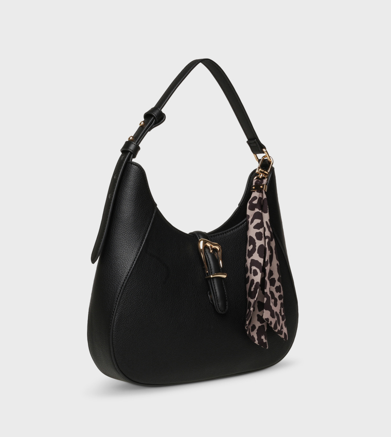 Textured Scarf Detail Shoulder Bag
