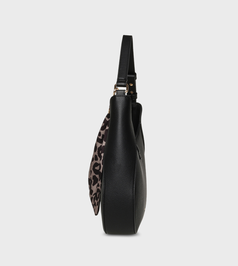 Textured Scarf Detail Shoulder Bag