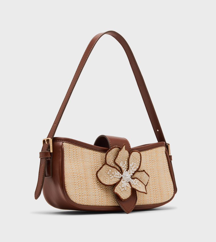 Floral Appliqued Shoulder Bag
