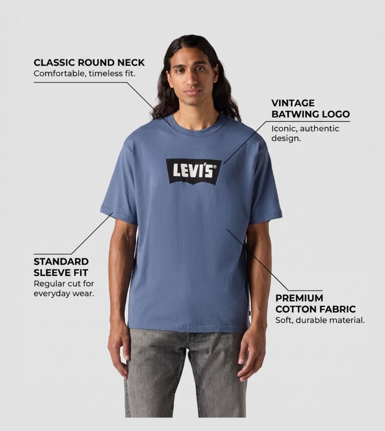 Levi's  Round Neck T-Shirts - Blue Round Neck T-Shirts