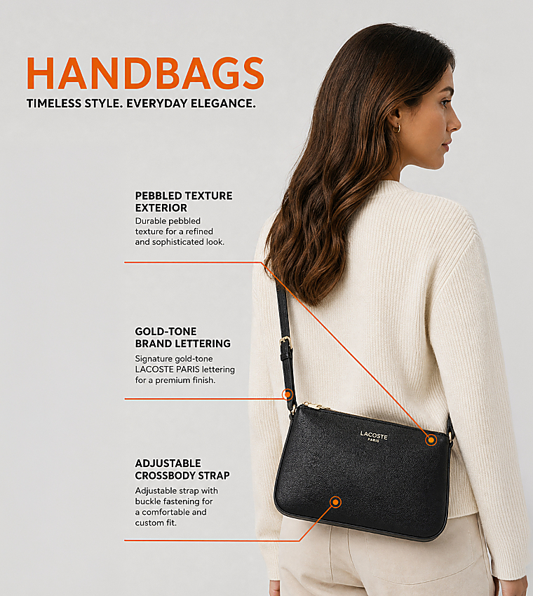 لاكوست  كروس  - أسود Cross Body Bags