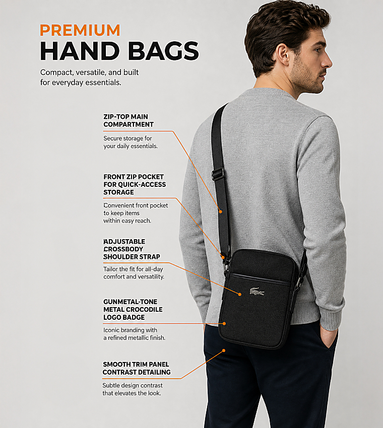 لاكوست  حقائب خصر - أسود Cross Body & Sling Bags