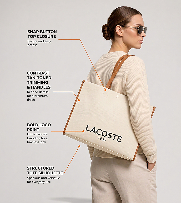 Logo Printed Snap Button Tote Bag
