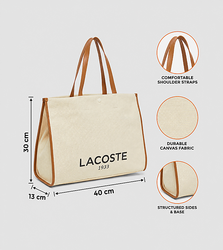 Logo Printed Snap Button Tote Bag