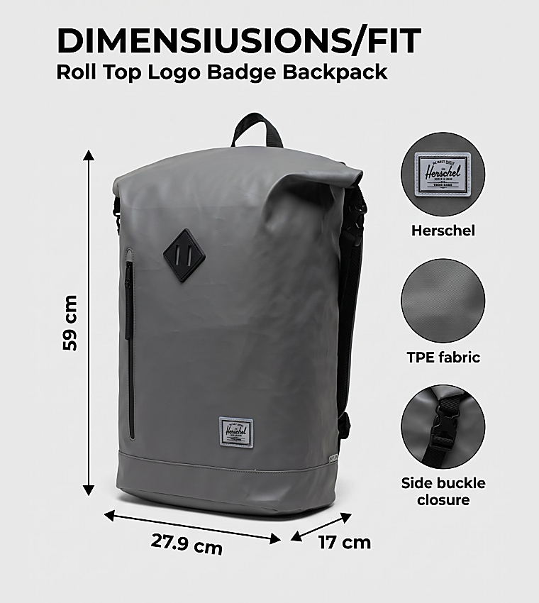 Roll Top Logo Badge Backpack
