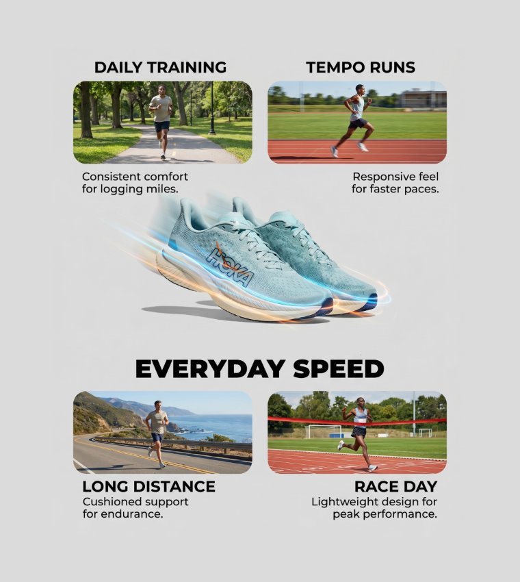 MACH 6 Lace Up Running Shoes