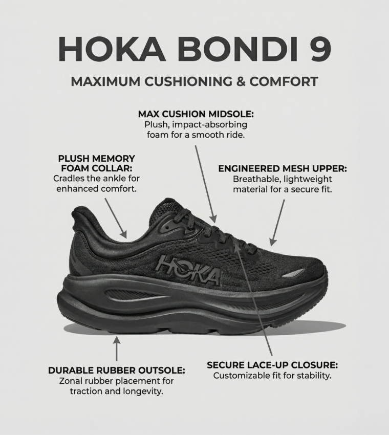 BONDI 9 Logo Detail Running Shoes